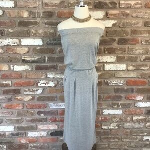 R. J STORY Women’s Casual Heather Gray Strapless Midi Dress M NEW